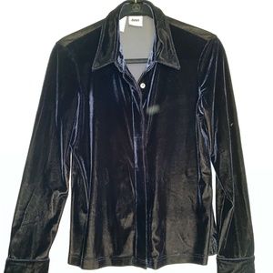 Lush Midnight Blue DKNY Velvet Button Down Shirt